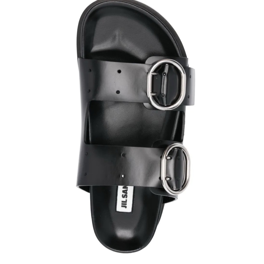 Jil Sander Black Double-Buckle Sandals